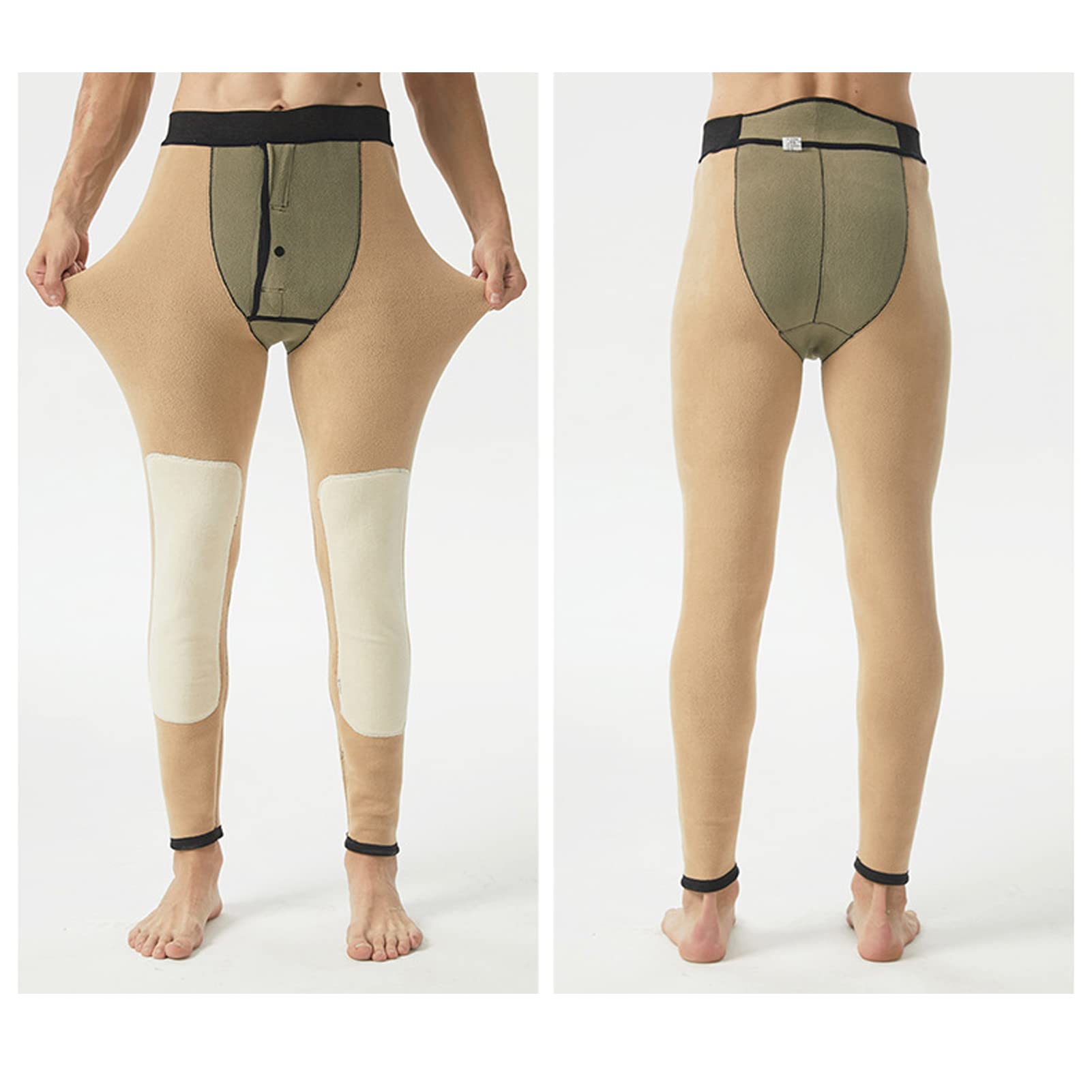 Pantaloni termici in pile da uomo biancheria intima Elasticità a vita alta pesante inverno caldo foderato lunghi Leggings pantaloni della