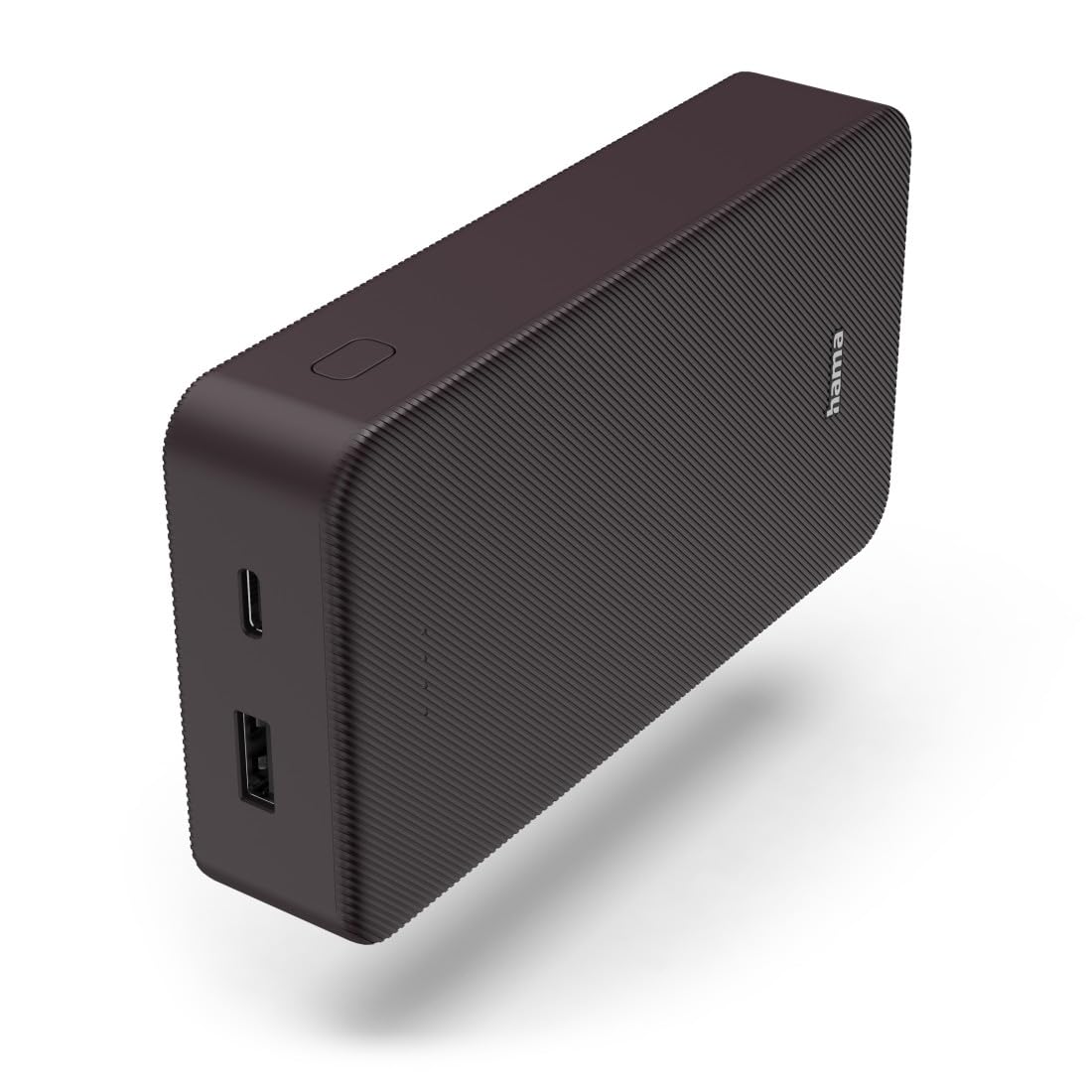 Hama Powerbank Colour 20 20000mAh (externer Akku mit 1x USB C + 1x USB A, Power Pack Zertifiziert, LED Anzeige, Akku Pack Handy Zubehör, Tablet, Bluetooth Box etc., tragbares Ladegerät klein) Pflaume