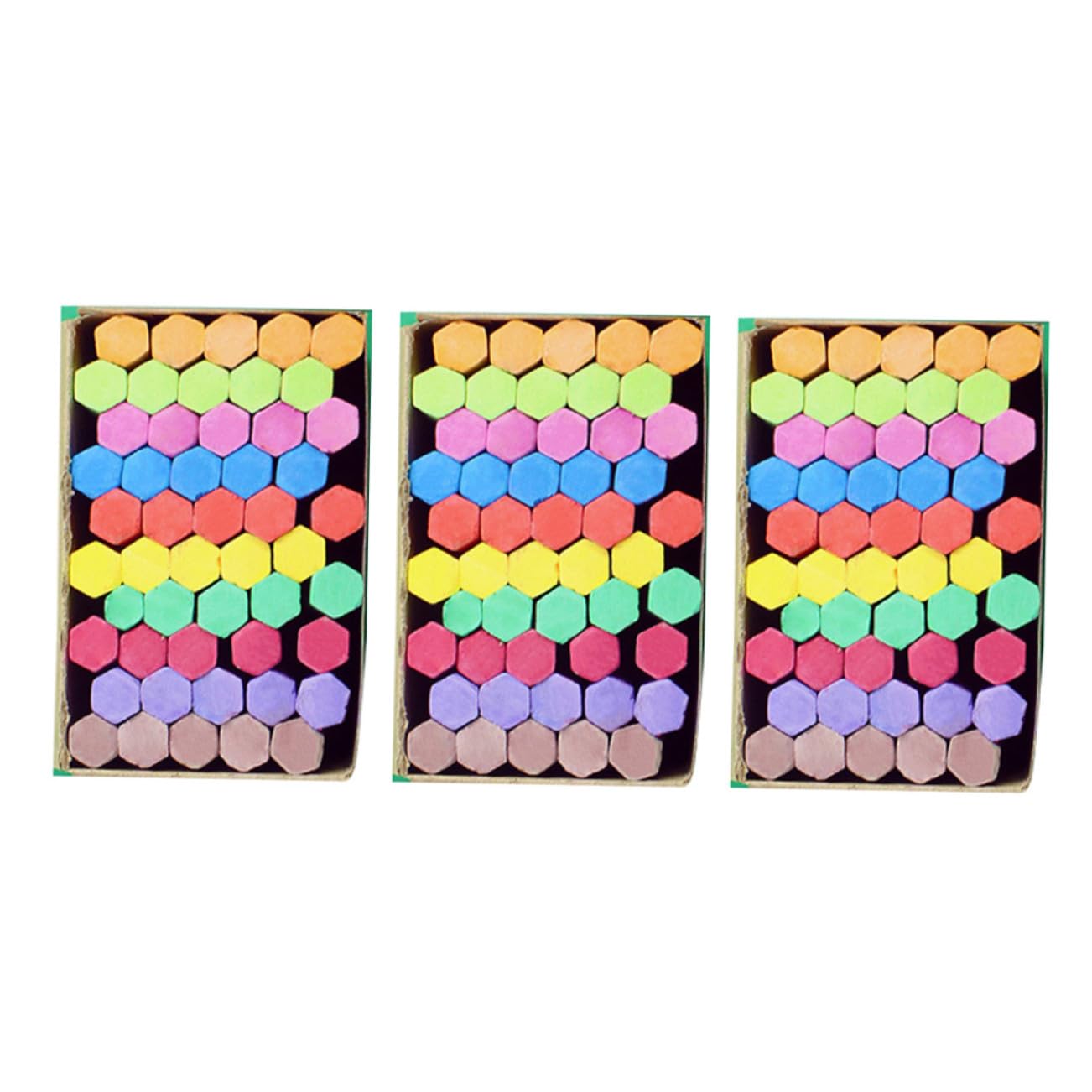 FOMIYES de Craies Hexagonales Colorées sans Poussière Écriture Lisse et Effaçage Facile 3 Boîtes pour Tableau Noir Adaptées pour École et Usage Intérieur