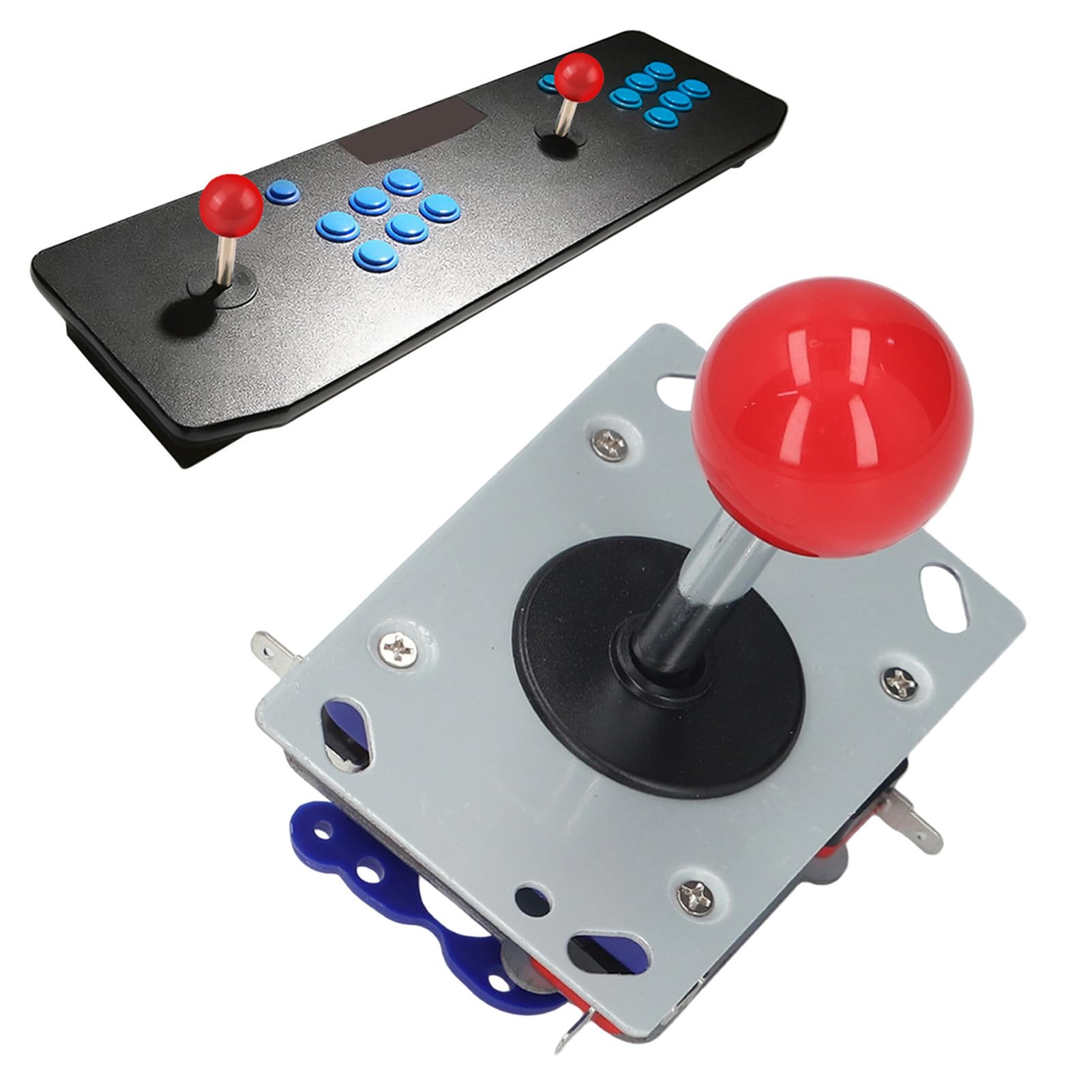 EMagTech Kit 2 Joystick Arcade 8 Vie 5 Pin - Manopola A Sfera Rossa E Nera Per Macchine Da Gioco, Ricambio Resistente Per King Of Fighters E Cabinati - 2