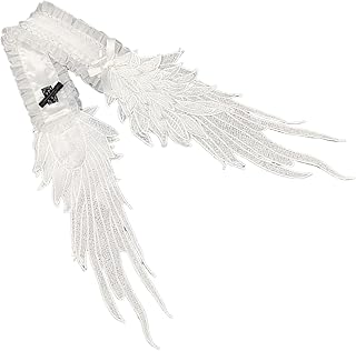 FROMCEO Elegante tocado de alas para bailes, cumpleaños, cosplay, color blanco, para Halloween, lazos para el cabello