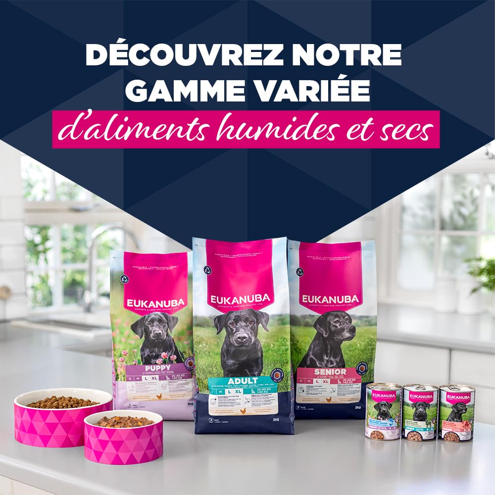 EUKANUBA Life Care Aliment Humide Chien Adulte 1 à 7 Ans Toutes Races, Pâtée Riche en Bœuf & Courges, Oméga-3, Calcium, Prébiotiques MOS, sans OGM Colorants Conservateurs, 6 boîtes de 400g