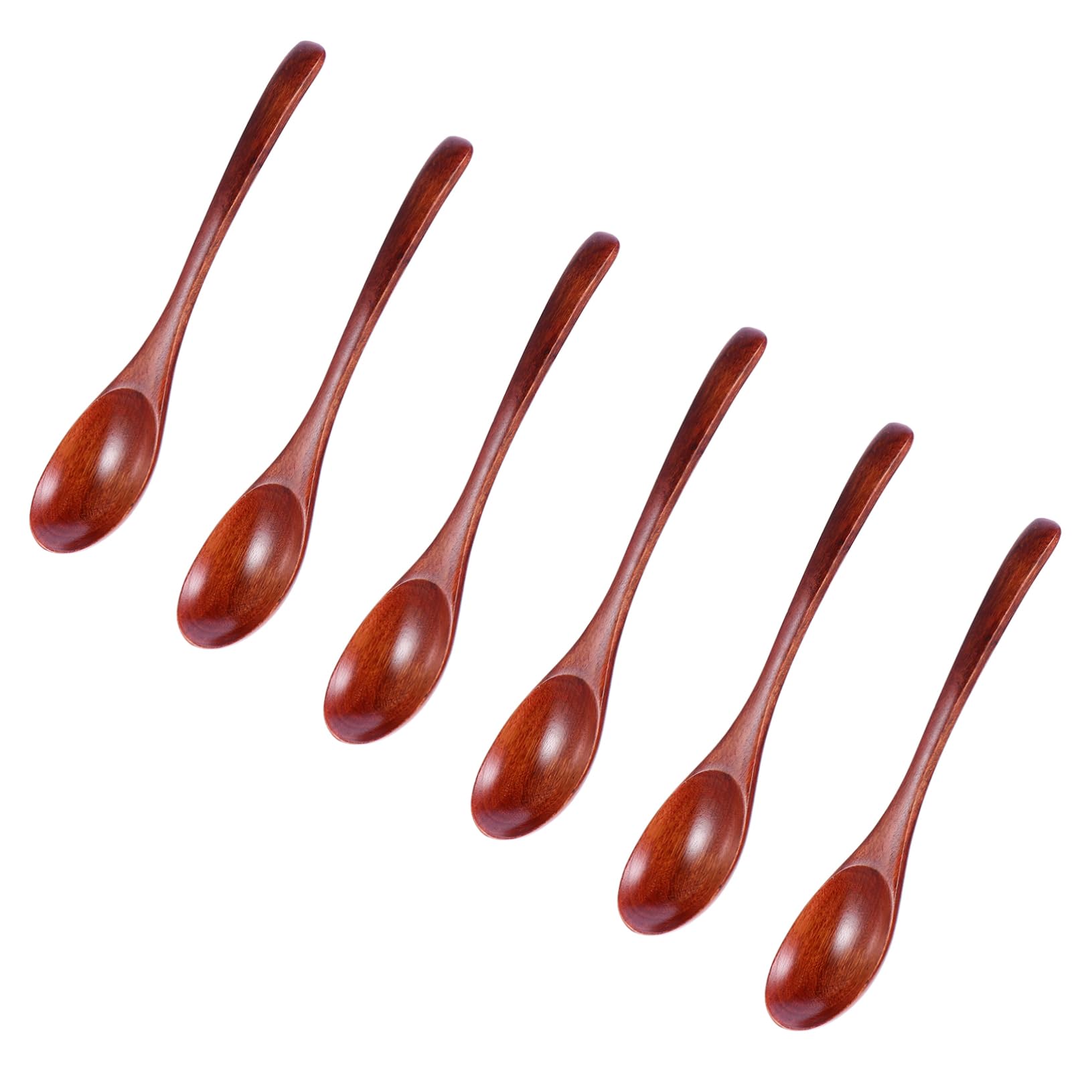 ULTECHNOVO 6Pcs Natural Wooden Soup Spoon for Cooking Kitchen Utensils Smooth Finish for Soups Desserts and present Giving