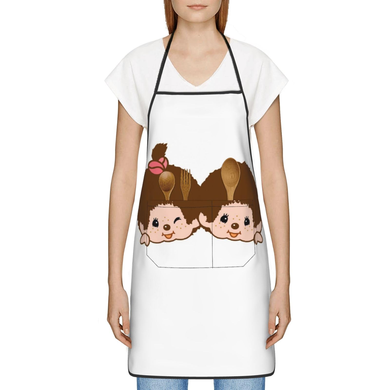 Amazon｜モンチッチ エプロン 女性用 首掛けレディース 防水 汚れ