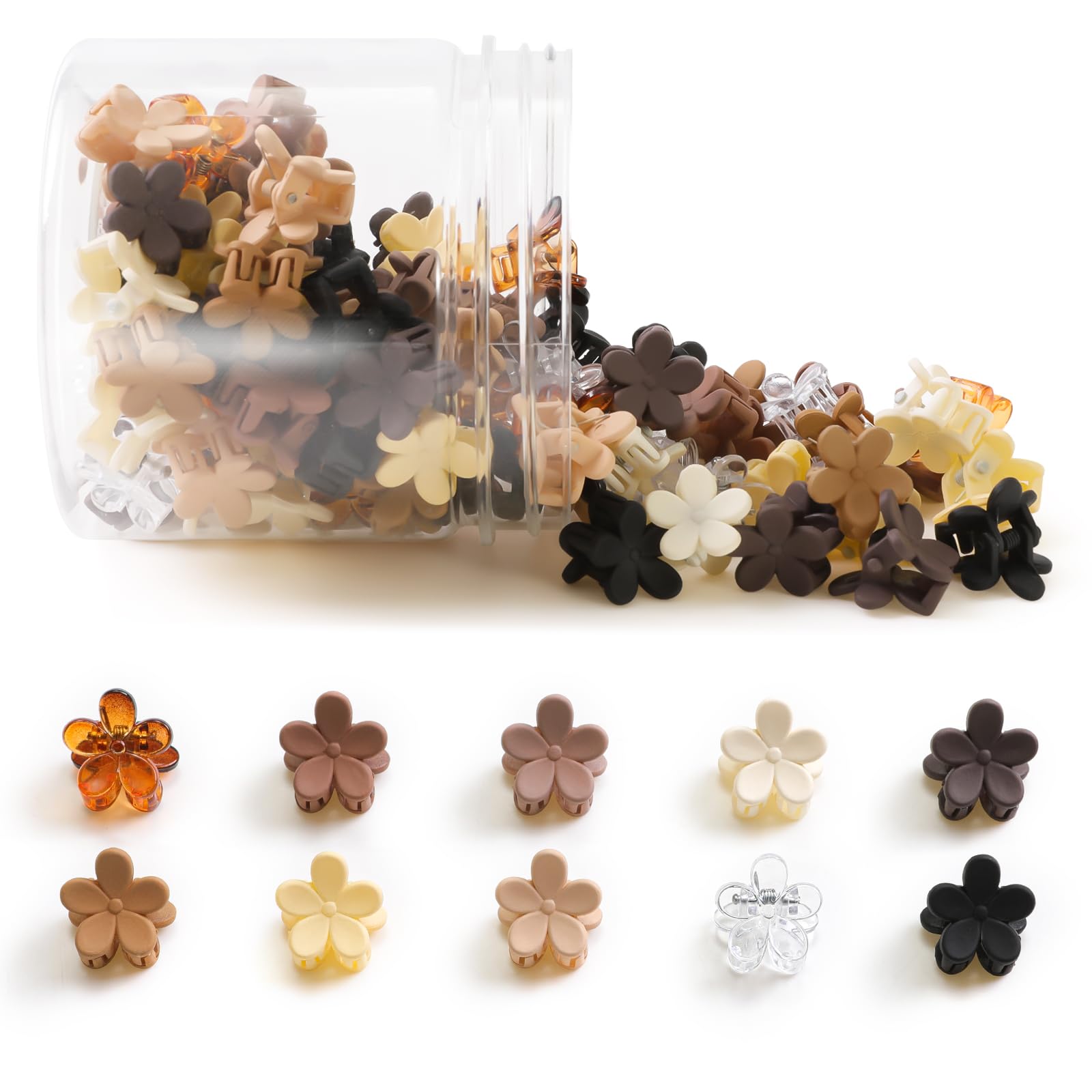 Mini Flower Hair Clips 100Pcs, Small Hair Clips Mini Claw Clips Cute Jaw Clips Hair Pins Hair Barrettes Hair Accessories for Women Girls Kids Teens