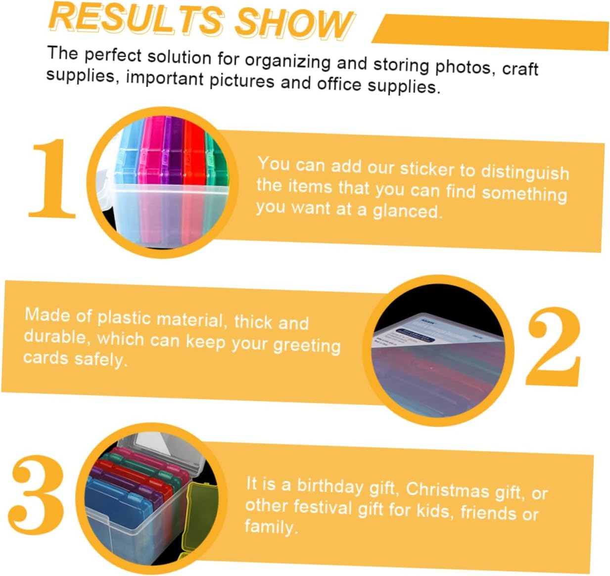 Veemoon Greeting Card Organizer - 1 Set Postcard Storage Box for 4x6 Pictures and Cards