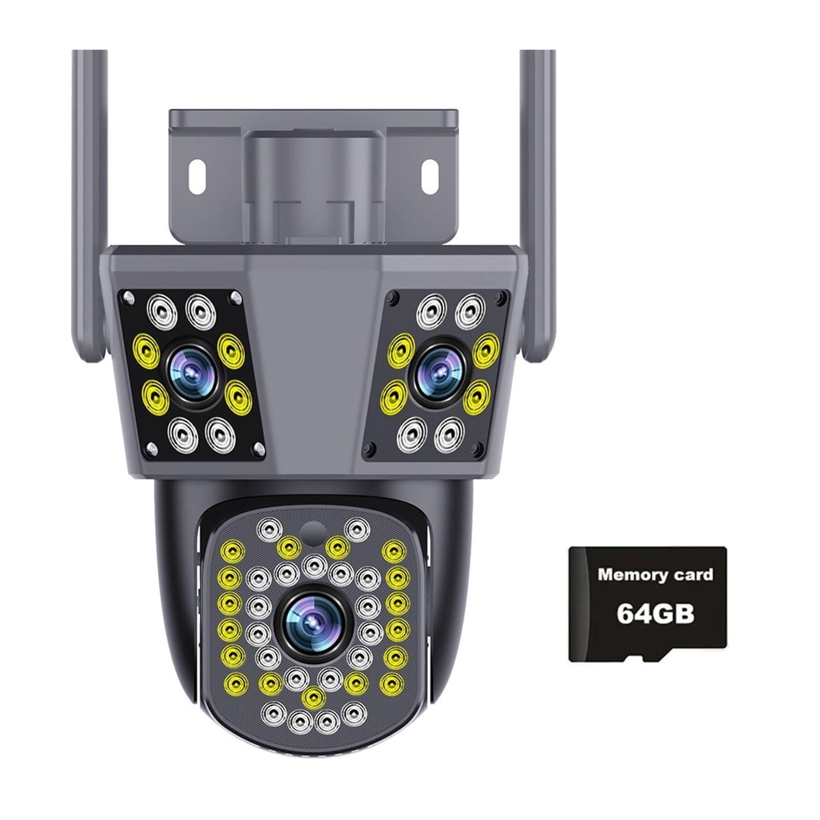 JVDDI 6MP WiFi Surveillance Camera Outdoor Three Lens Three Screen Protection Motion Detection PTZ IP Security Survalance Camera(PC26 CAM Add 64G)