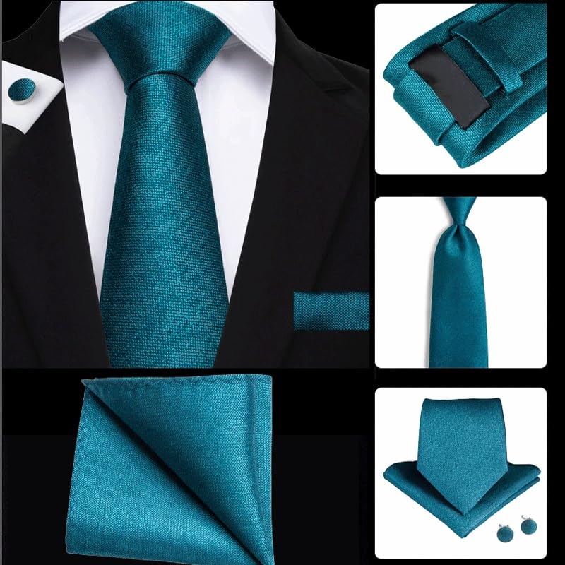 Set corbata ancha y pañuelo de seda para hombre miniatura 5