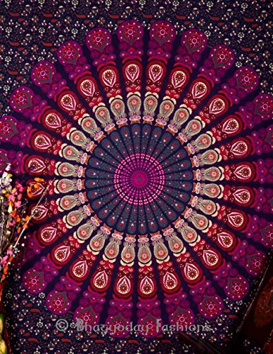 Tenture Murale Mandala Bohème - Thème éléphant - Coton - 153x127 Cm - Multicolore