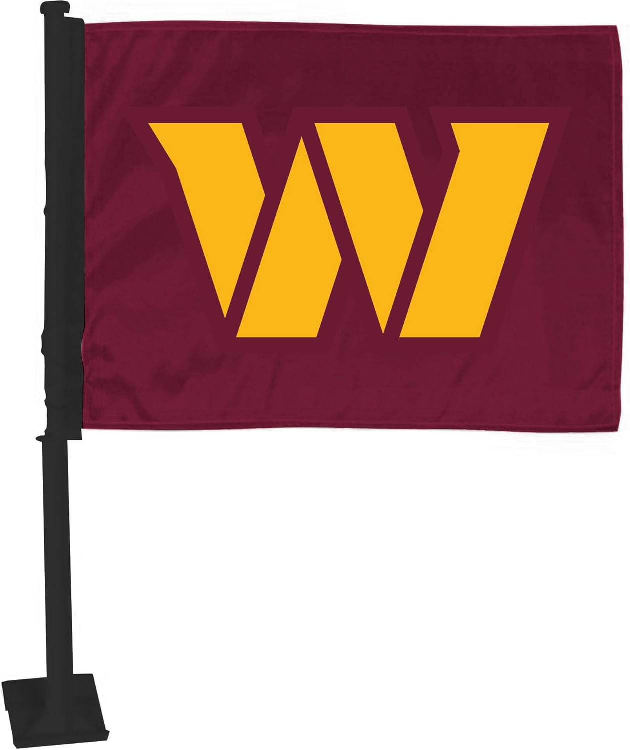 FANMATS NFL - Washington Commanders 1-pc Car Flag with Black Pole | Red | 11" x 14" | Commanders Primary Logo