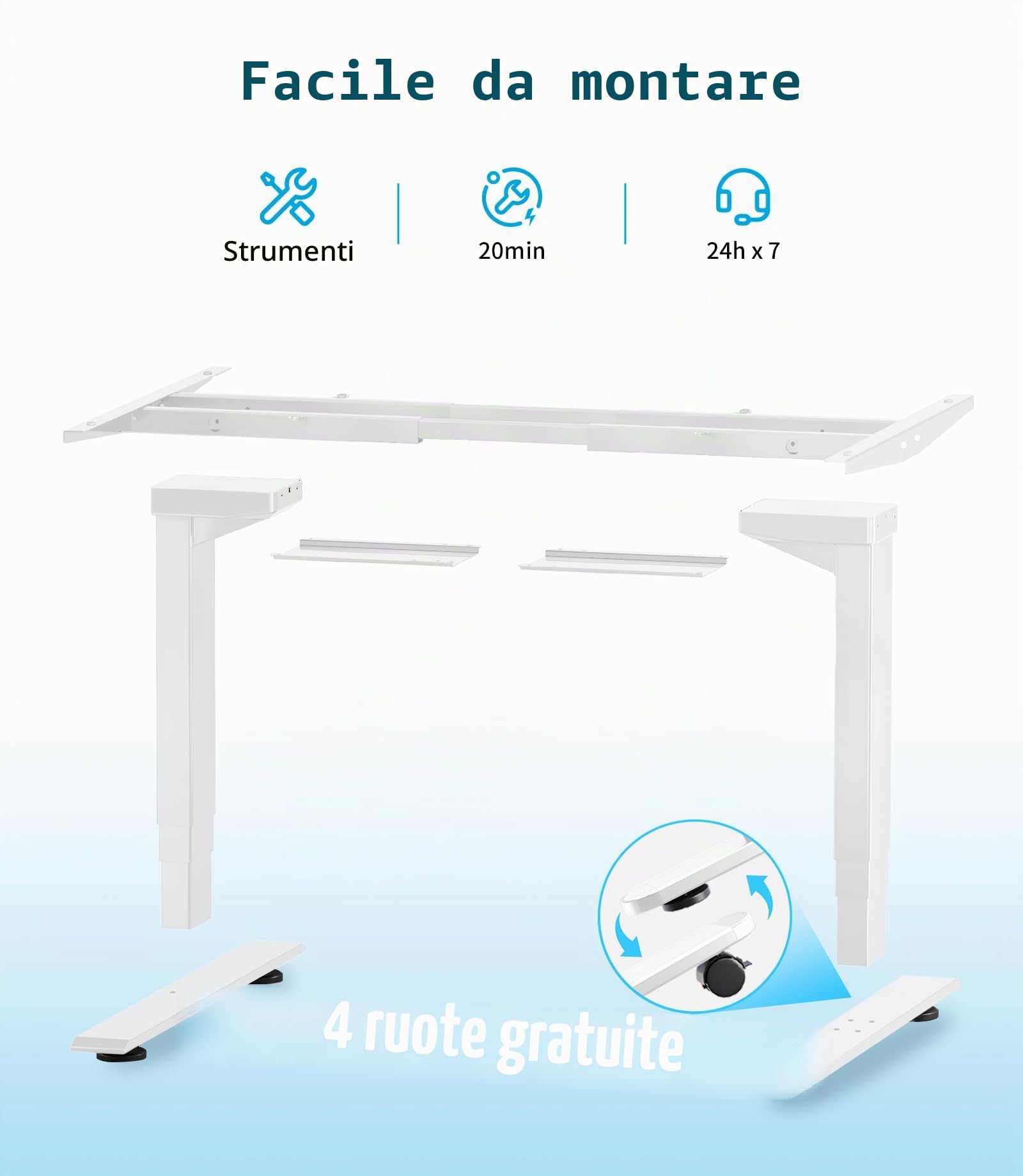MAIDeSITe Scrivania Regolabile in Altezza con 2 Potenti Motori, 3 Livelli Telaio della Scrivania Elettrica Regolabile in Altezza e 4 Memorie e Funzione di Protezione Anti-collisione -T2 Pro Plus