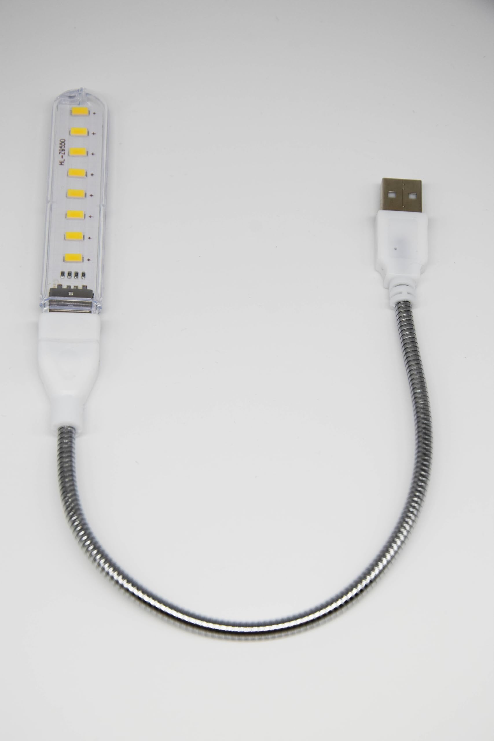 USB LED Light with Flexible Metal Gooseneck, 8 LEDs, White