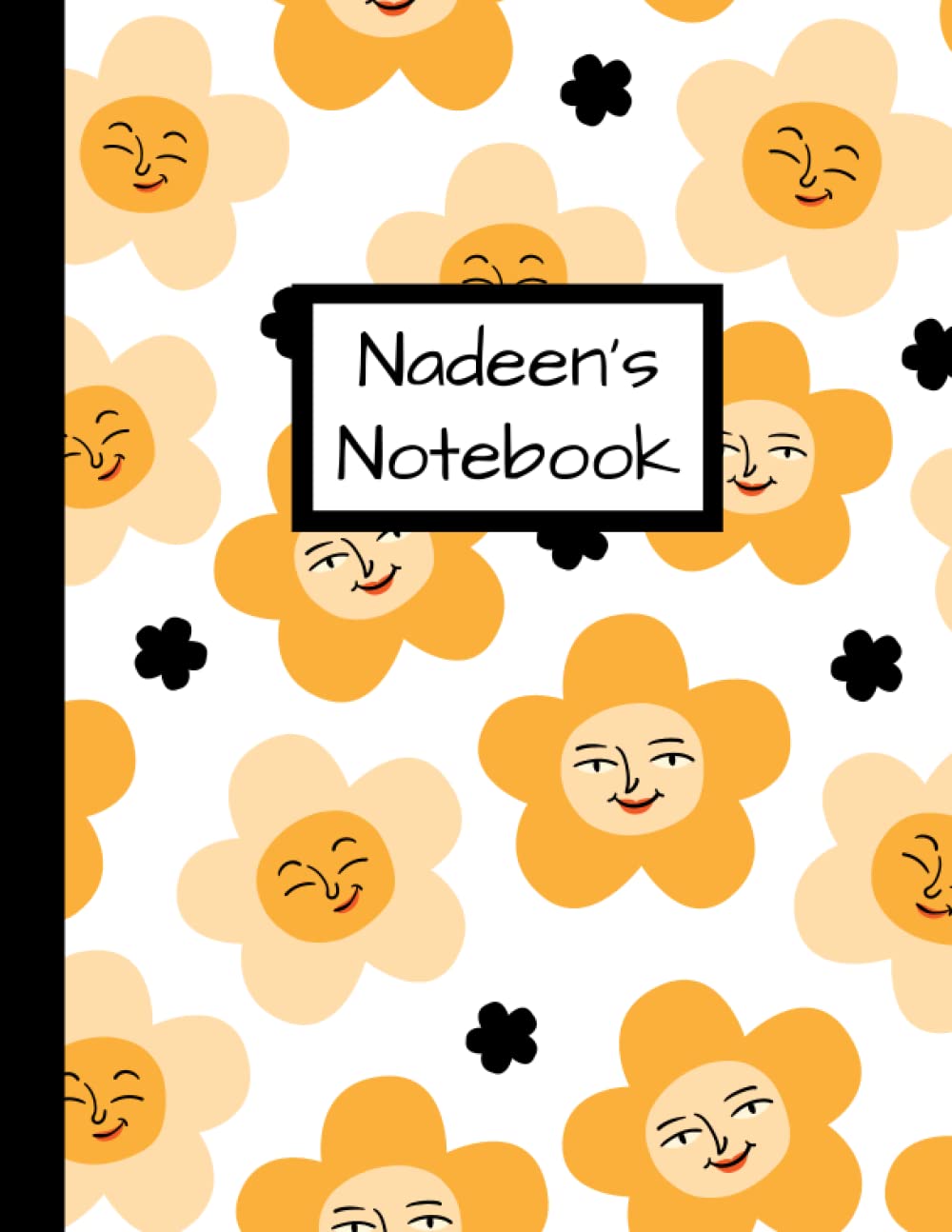 Nadeen's Notebook: Personalised White Daisy Inspired Lined Journal