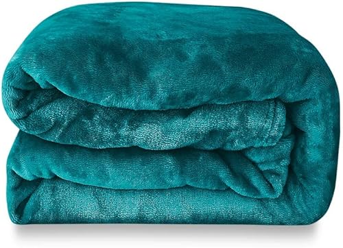 Coseybed Manta de franela de forro polar tamaño King color verde azulado para todas las estaciones suave y ligera para sofá cama dormitorio