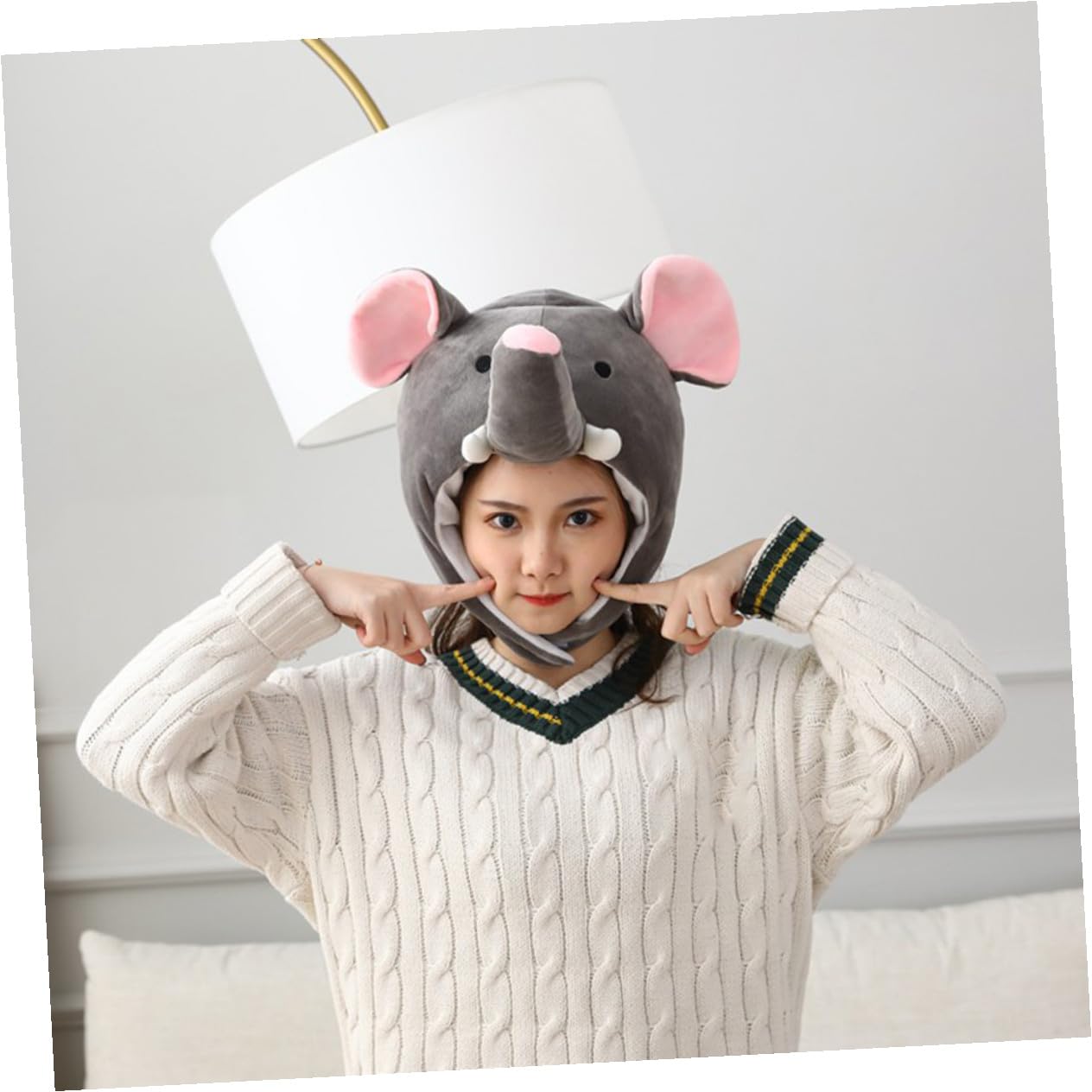 Cabilock Sombrero de Disfraz Forma de Elefante Grande de Peluche Gris, Gorro de Fiesta Divertido para Carnaval, Juegos de Rol y Eventos Festivos, Accesorio Único para Adultos y Niños