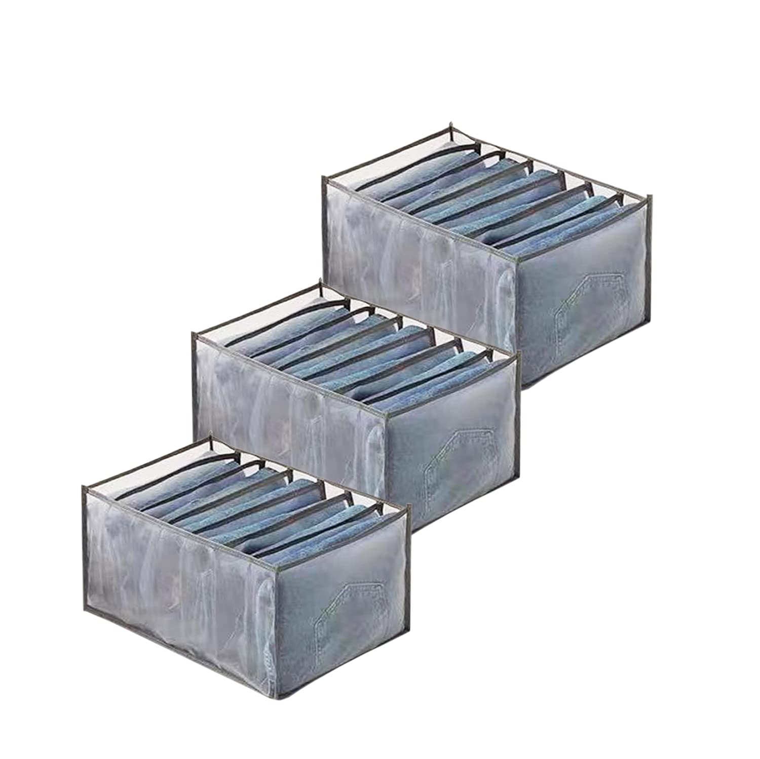 SANTUKEY Wardrobe Clothes Organizer, 7 Grids Washable Portable Closet Organizer Mesh Separation Storage Box Foldable Closet Drawer Organizer for