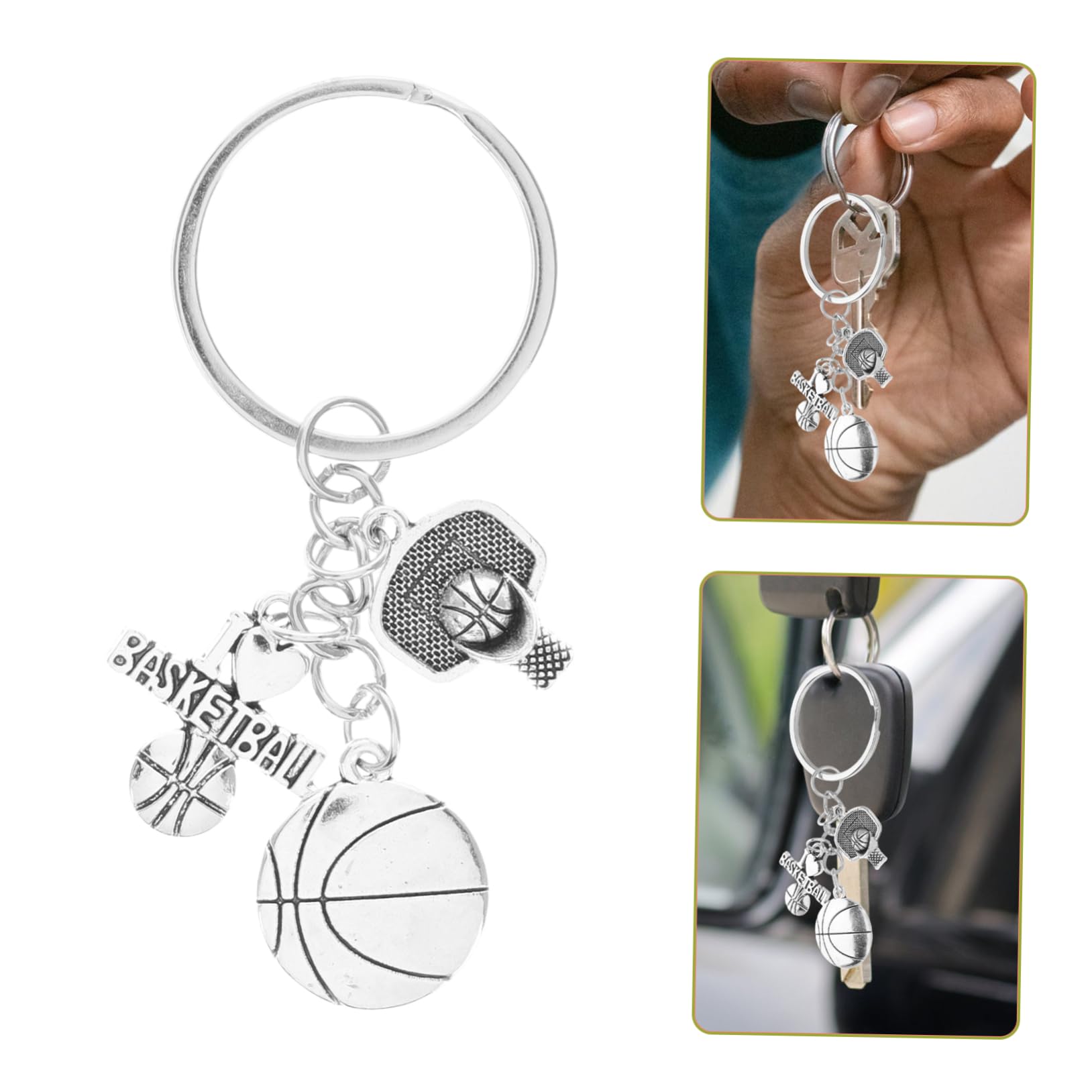 LIFKOME Portachiavi in Lega di Zinco Argento Pendente a Tema Basket Design Creativo e Lavorazione Delicata, come Decorazione o Regalo per Appassionati di Sport