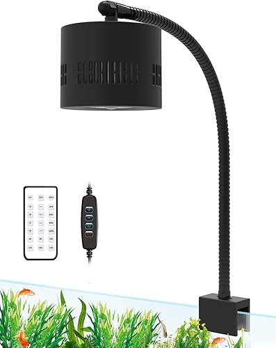 Lominie Luz LED para acuario de 10 galones, temporizador de luz para pecera, clip en lámpara de acuario, espectro completo, 80 W, 6500 K, para