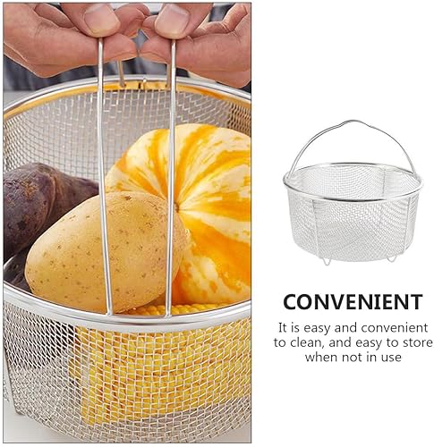 Miniatura 6 de Cabilock Cesta de acero inoxidable para freír profunda, cesta redonda de malla de alambre con asa, colador de cocina para papas fritas, servir