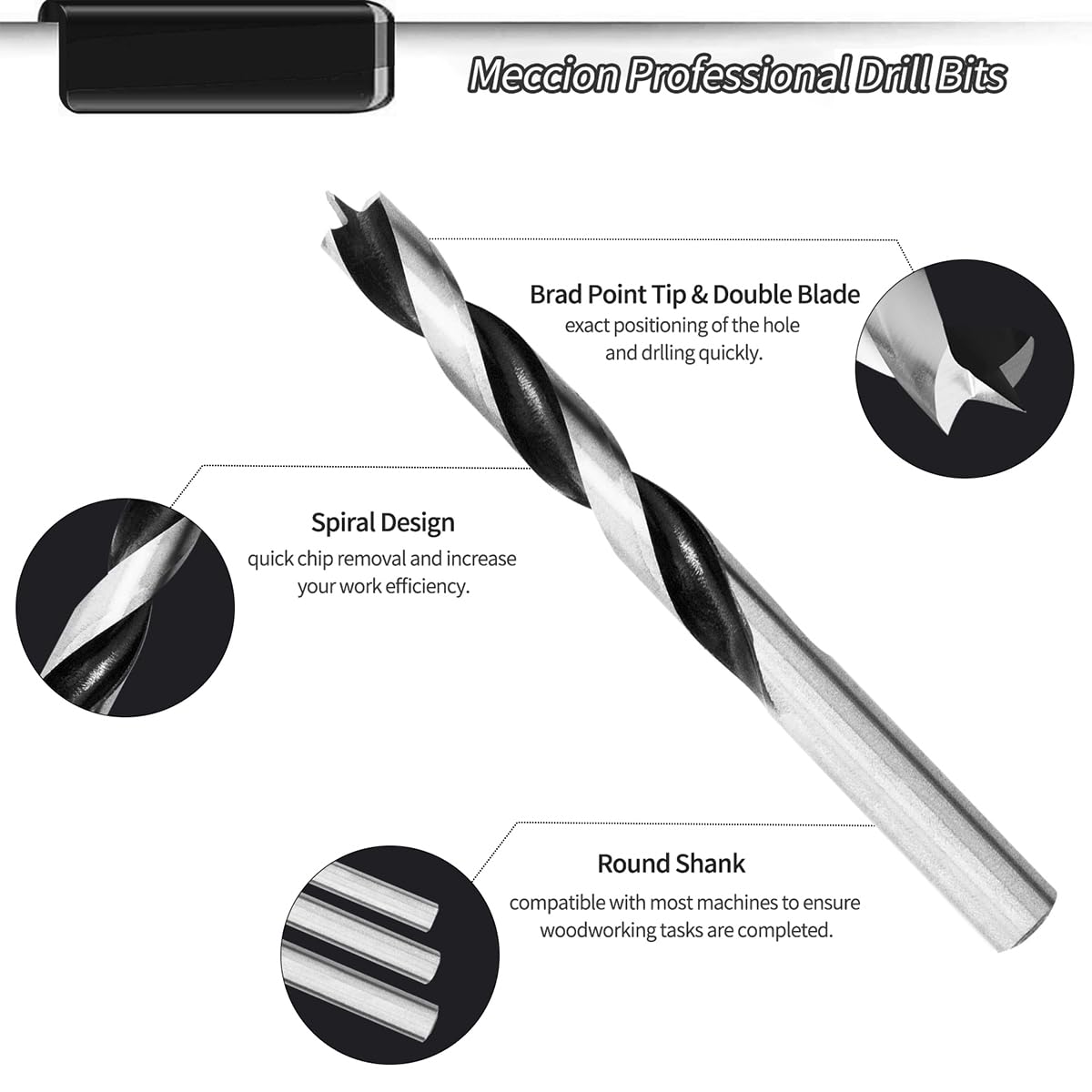 Punte Trapano Legno, Meccion 3mm 10Pezzi Professionale Brad Point Elicoidale Punta per Legno