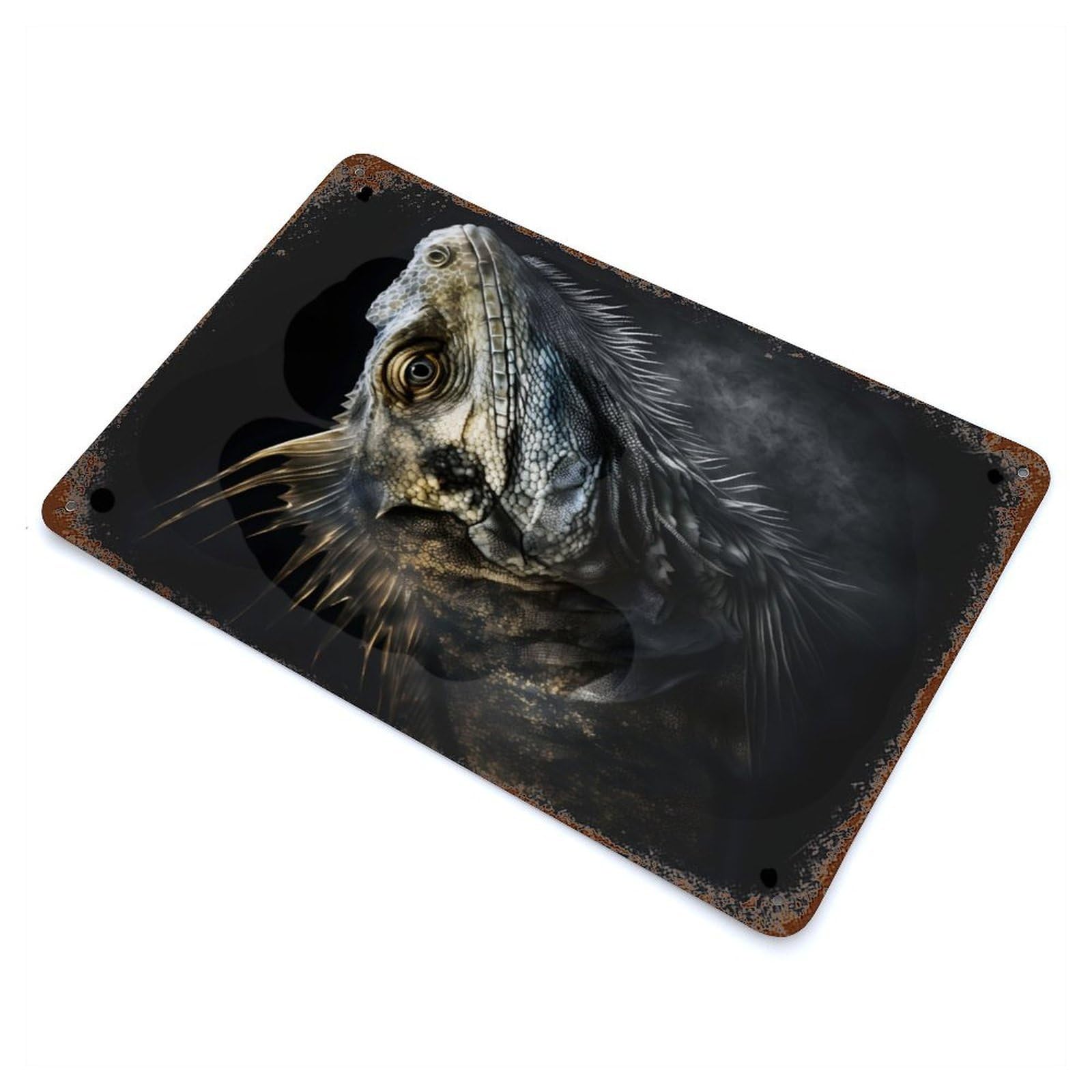 Iguana Close Up Decorative Tin Sign 11.8"x7.9", for Bistro, Counter And Cafe Decor, Classic Wall Plaque