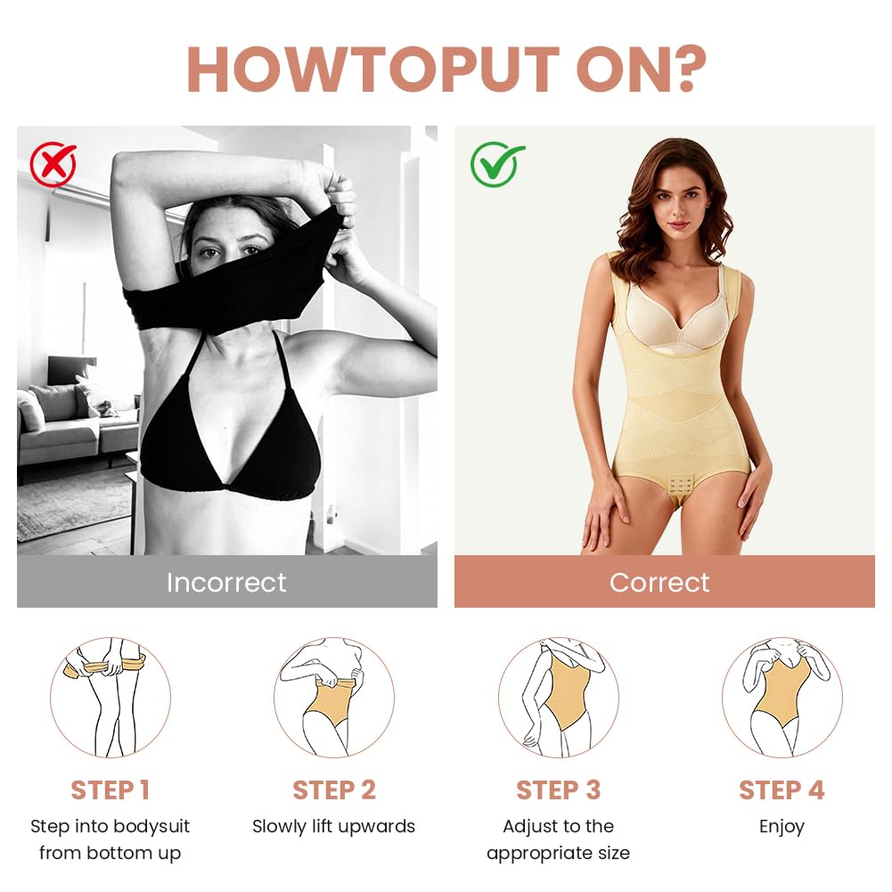 DiULi Damskie body modelujące brzuch, płaskie, modelujące ciało, dekolt w kształcie litery U, biustonosz podtrzymujący klatkę piersiową, oddychająca siateczka, opaska na głowę, wyszczuplający