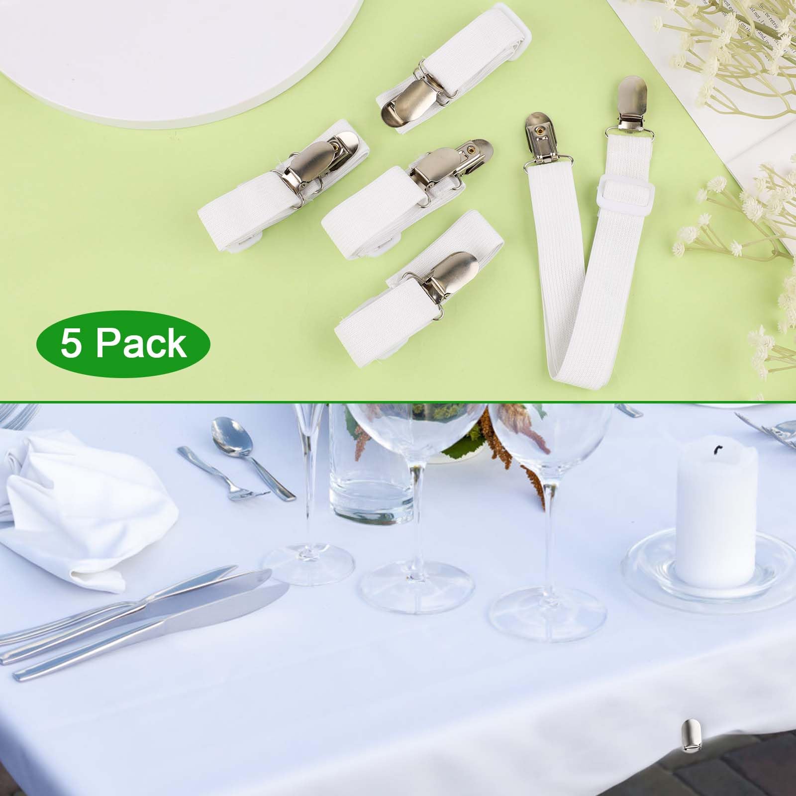 5 Pièces Clips Pince Élastiques Pour Nappe - XYTAHDM Réglables Blanc