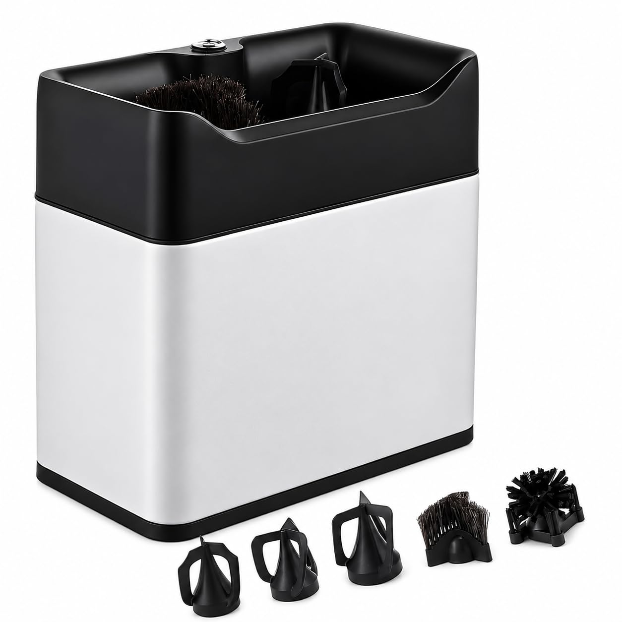 Nettoyeur de filtre électrique, machine de nettoyage automatique du marc de café avec 3 grattoirs et 2 brosses pour porte-filtres de 51 mm et 58 mm, capacité de 3 l