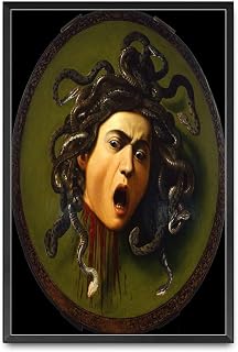 FYEONCVS Canvas Wall Art Prints Medusa Painting By Caravaggio Print Poster Bathroom and Toilet Powder Room Wall Decor 12x18inch