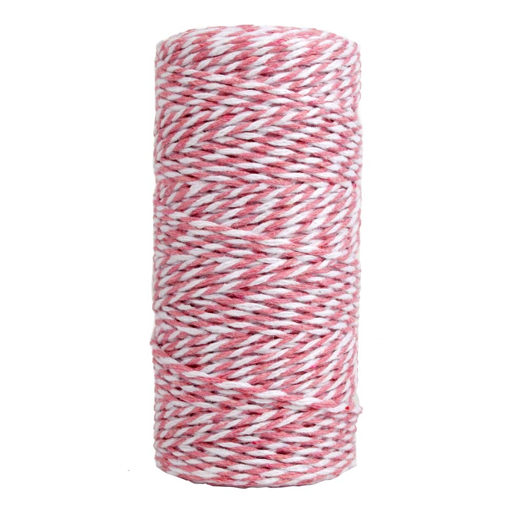 NewTrend 328 Feet Cotton Twine for DIY Craft, Packing, Decoration and Gardening,3Ply Durable String and Eco-Friendly(Pink)