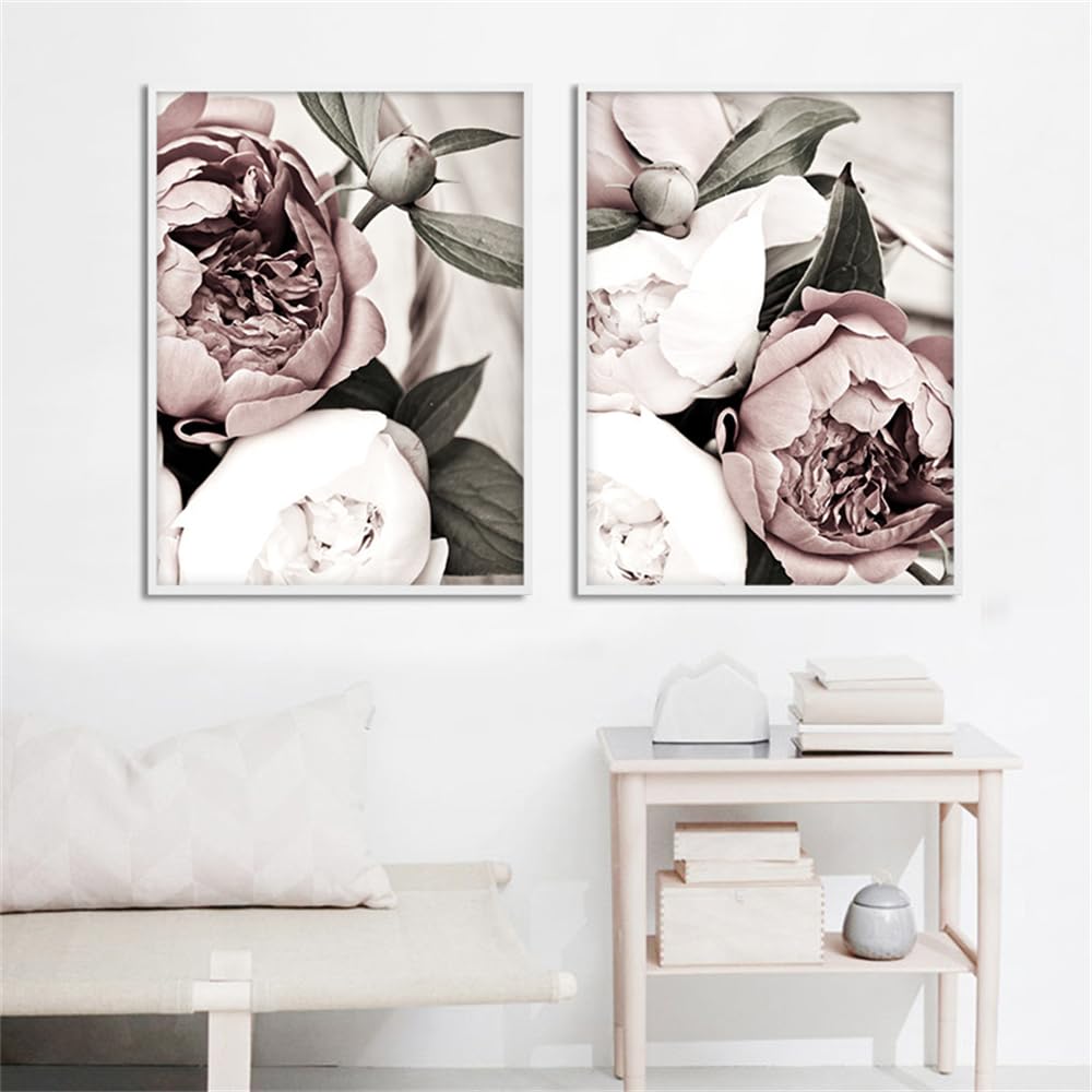 WUHBCZ Canvas Paints,Pink Leaf Plant Poster Nordic Botanical Print Canvas Painting Wall Art Print Pictures for Bedroom Kitchen Office Home Decor-60 * 70cm*2PCS (No Frame)