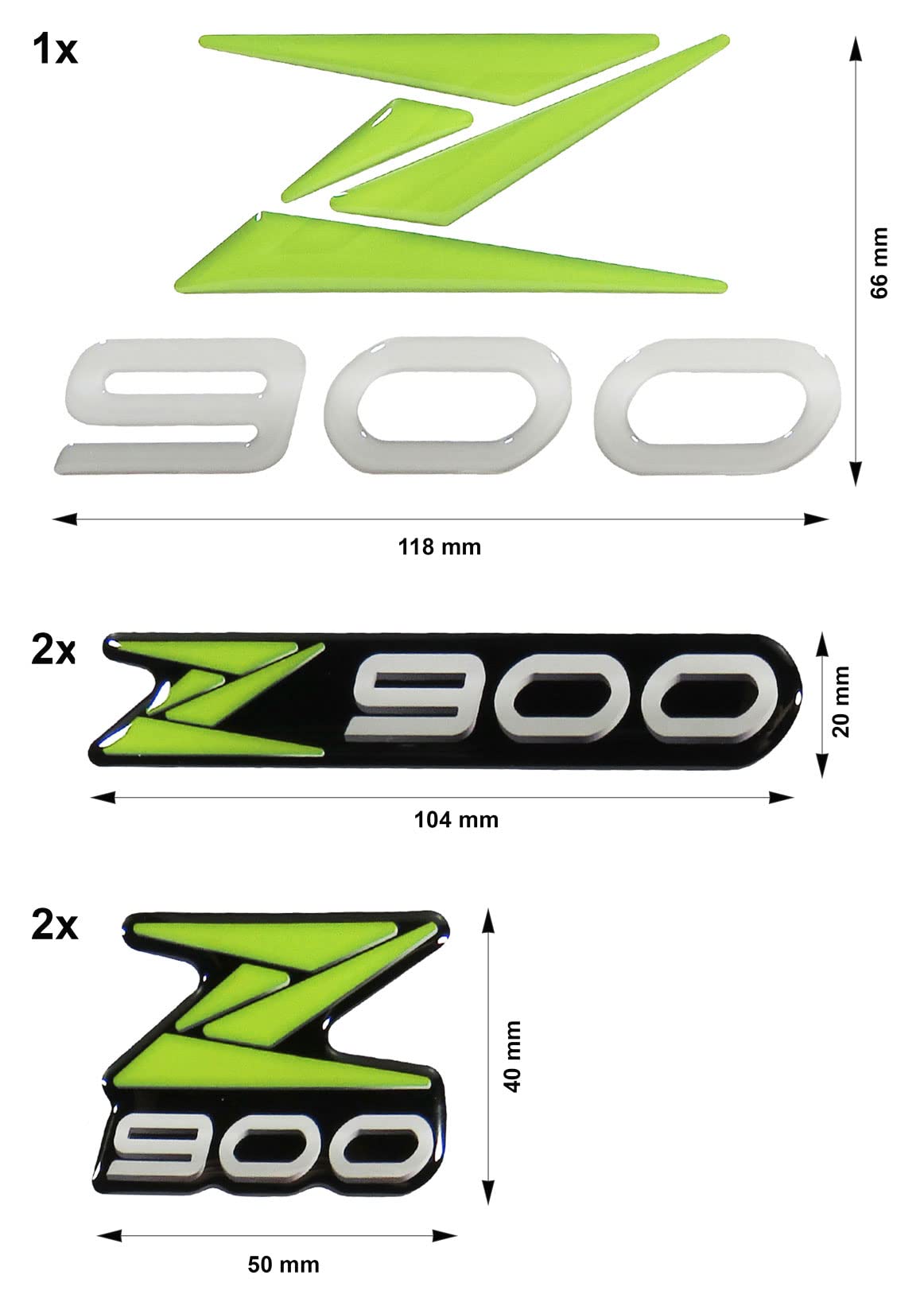 BIKE-label Yazı 3D Logo Çıkartma Amblem Kawasaki Z900 Yeşil