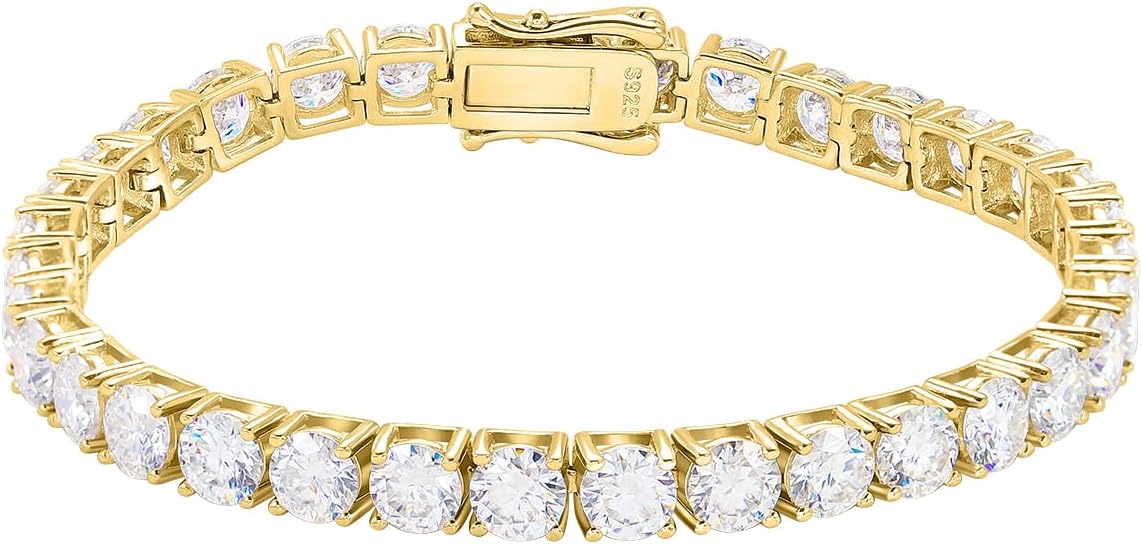 Gem's Beauty moissanite tennis bracelet 925 silver plated 14k gold 3-6.5mm D Color VVS1 Round Cut moissanite bracelets for women Men Gift birthday anniversary