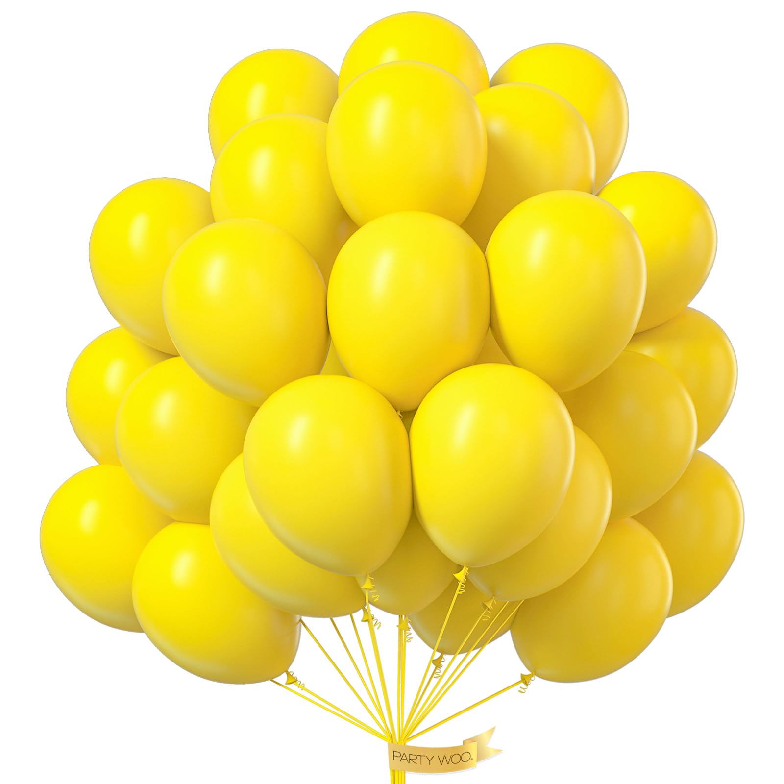 PartyWoo Yellow Balloons 100 pcs 10 Inch Matte Yellow Latex Helium Balloons for Easter Bee Baby Shower Gender Reveal Engagement Sunflower Graduation