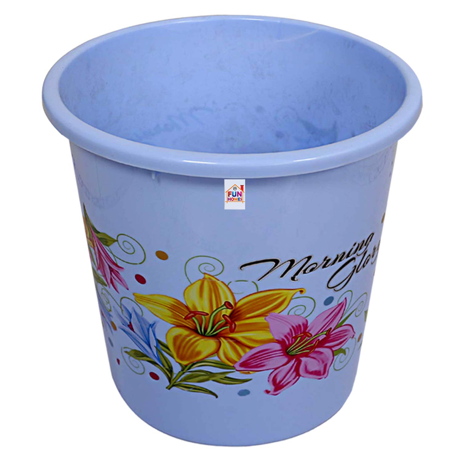 Fun HomesFlower Print Plastic Garbage Waste Dustbin/Recycling Bin for Home, Office, Factory, 7 Liters (Blue)