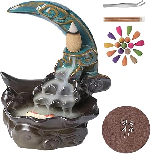 Räucher Rückfluss Wasserfall, Räucherstäbchen Halter Rückfluss, mit 30 rückfluss räucherkegel