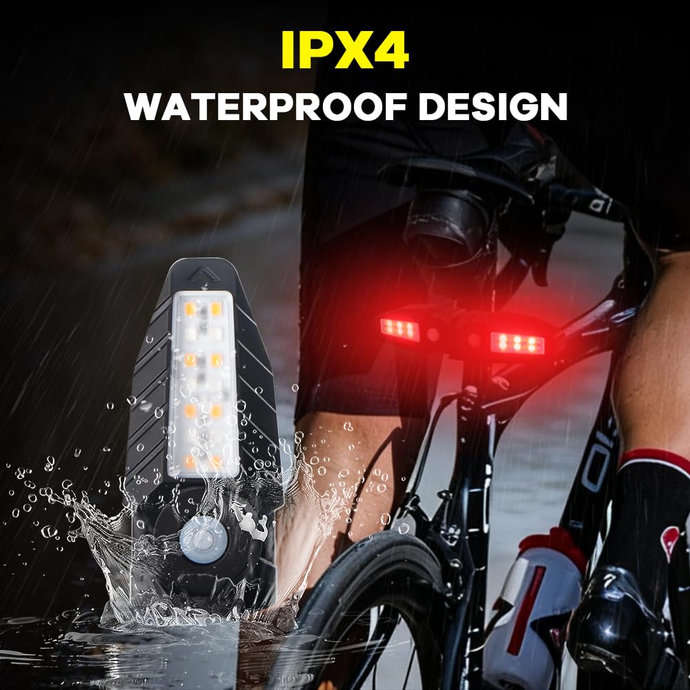 Feu Arriere Velo avec Clignotant Ultra-Lumineux à Projection, 5 Modes-Alarme sans Fil à Corne Clignotant Vélo 30 LED IPX4 Imperméable Rechargeable par USB Lumiere Velo Avant et Arriere