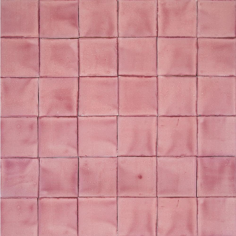 Cerames rose carrelage mexicains unicolores Rosa C - carreaux de céramique roses mosaïque décorative pour salle de bain, douche, cuisine, terrasse Un paquet de 90 carreaux 10,5x10,5 cm