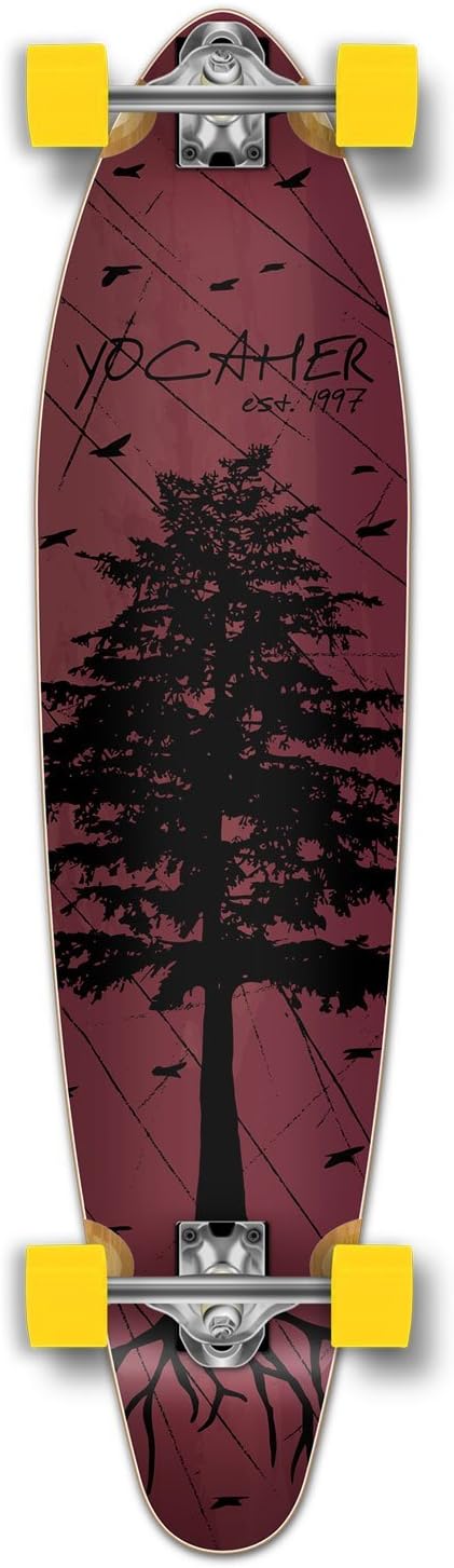 Yocaher in The Pines RED Longboard Complete Skateboard - Available in All Shapes