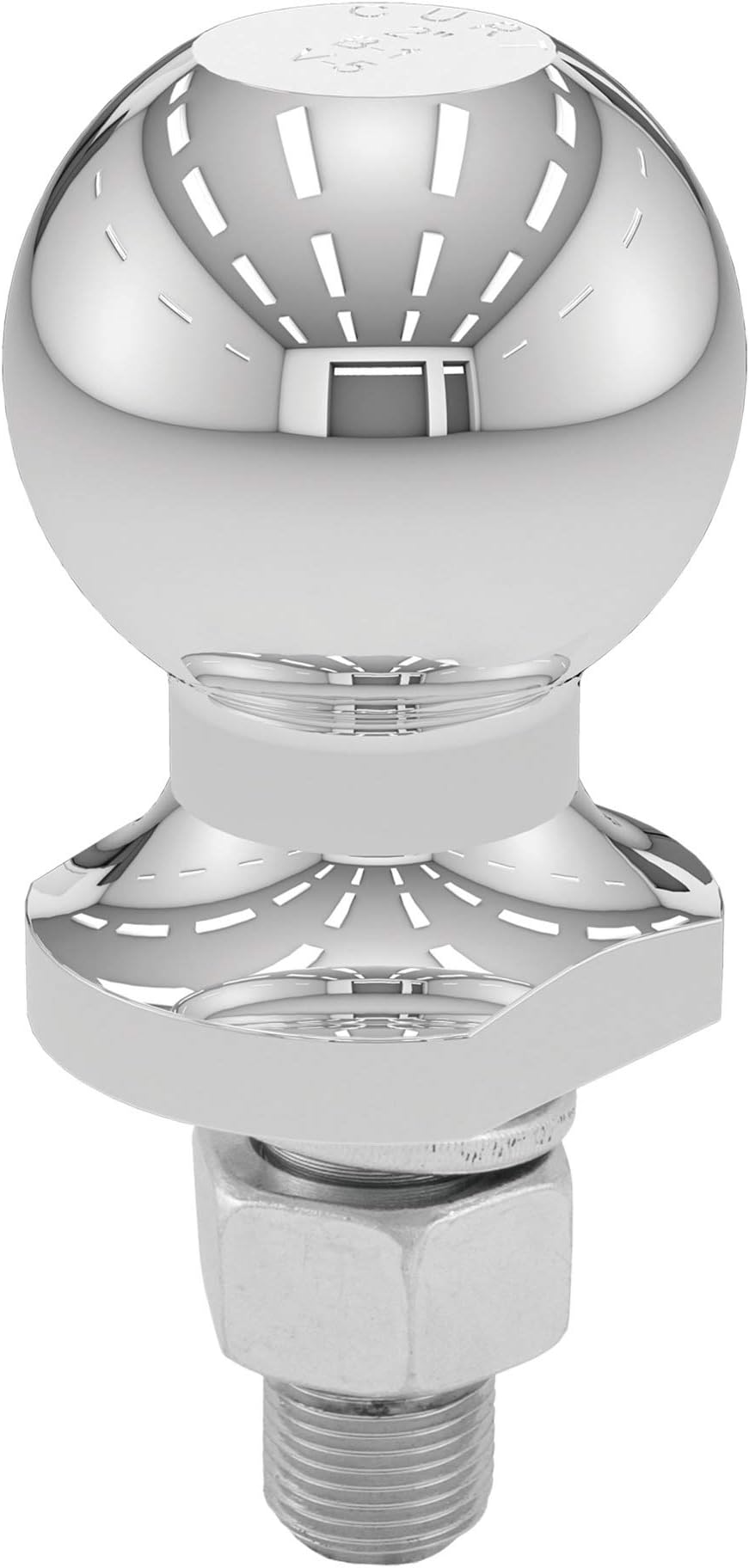 CURT 40097 Chrome ATV, UTV, Lawn Tractor Hitch Ball, 2,000 lbs, 2-Inch Diameter, 5/8 x 1-3/4-Inch Shank