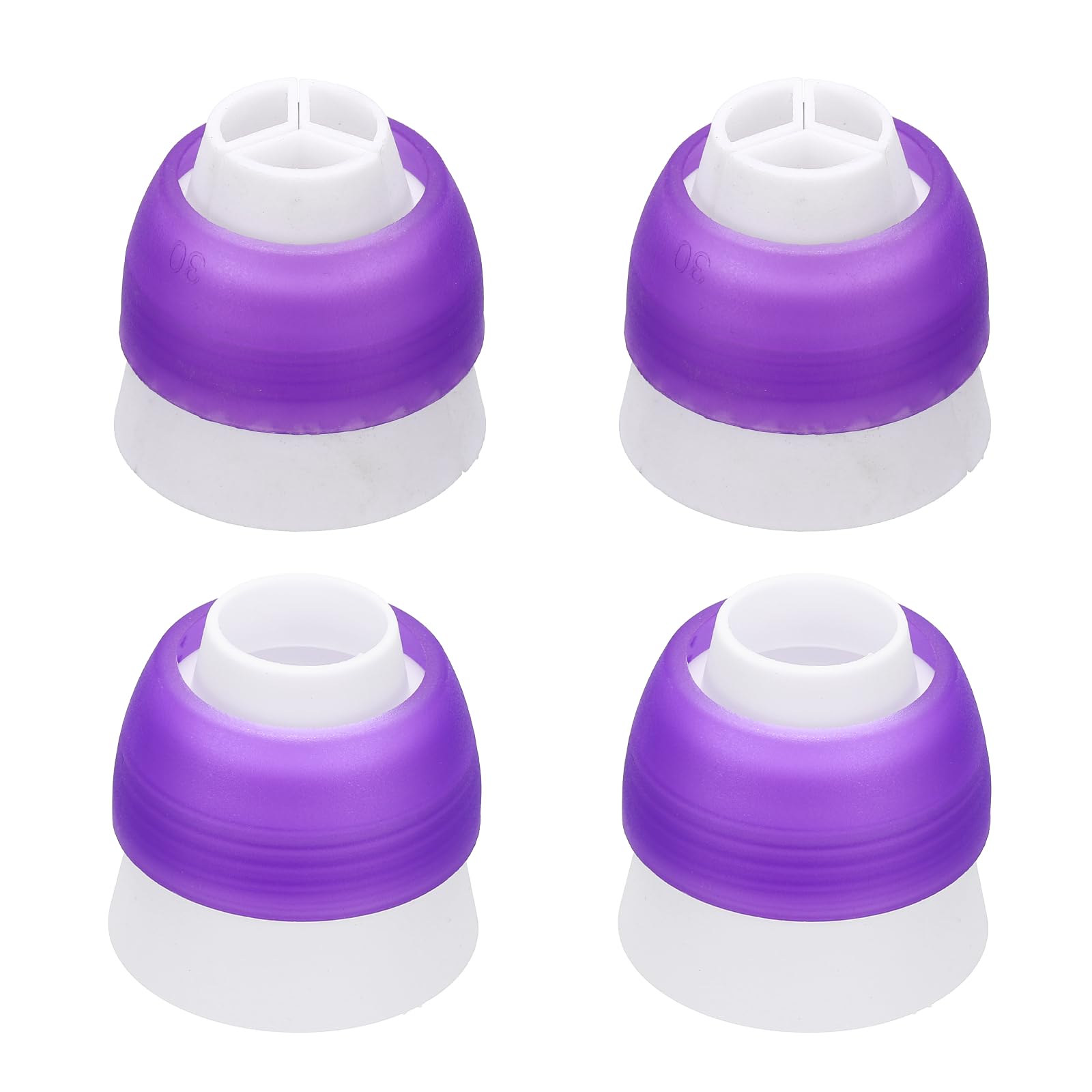 sourcing map 4 Pcs Piping Tip Coupler, Plastic 3 and 1 Color Couplers Icing Frosting Piping Bag Reusable Cake Baker Decor Tools Kit for Flower Mouth Nozzles Pastry Cupcake Tips, Purple