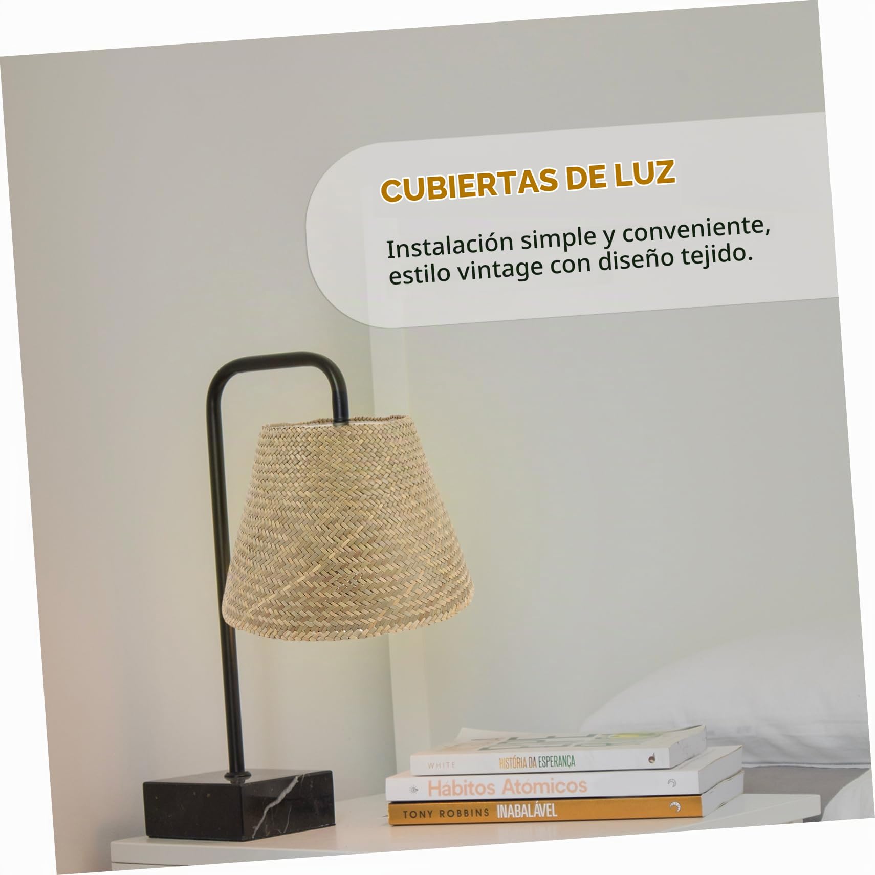 SHINEOFI Pantalla Mesa De Ratán De Estilo Rústico Cubierta Decorativa Para Lámparas De Mesa De Natural y Elegante