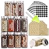 SWOMMOLY 36 Glass Spice Jars with 703 Spice Labels, Empty Square Spice Bottles 4 oz with Pour/Sift Shaker Lid, Airtight Cap, Chalk Marker and Funnel Complete Set
