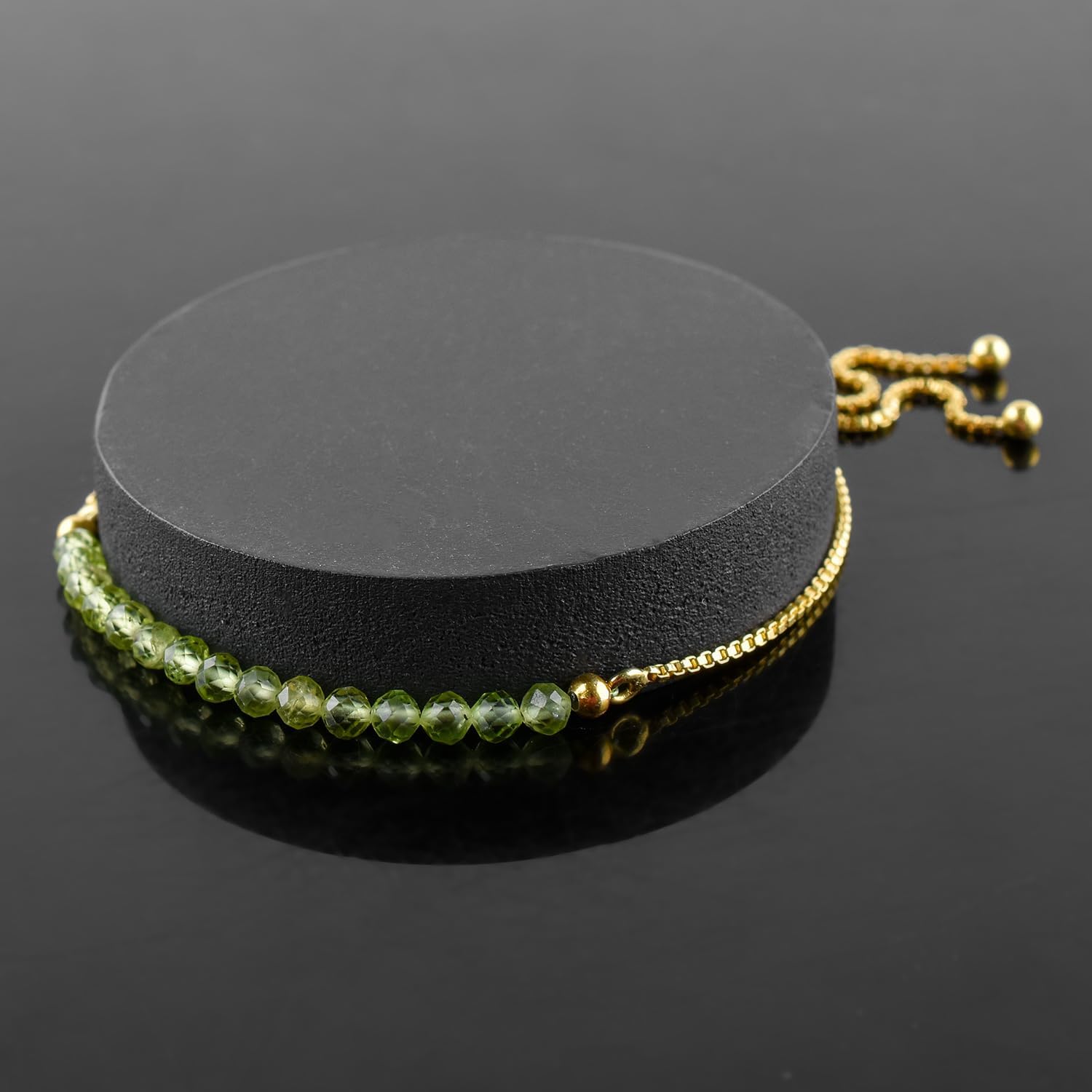 InfinityGemsArt Gemstones Bracelets For Women Birthstone Jewelry Micro Beads Beaded Stone Bolo Slider Crystals Bracelet, 14K Gold Plated Adjustable Chain - Image 4