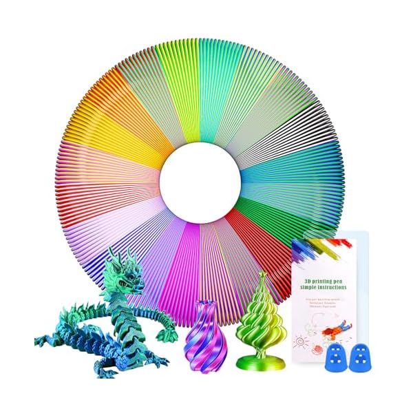 PITMT Filament PLA 1.75mm, 20 PCS Fil Stylo 3D PLA Bicolore, 5M Chacun avec Modèles, 3D Pen Filament pour Enfants et Adultes, Recharge Stylo 3D Pour ODRVM, Tecboss, Lovebay, Filament Imprimante 3D