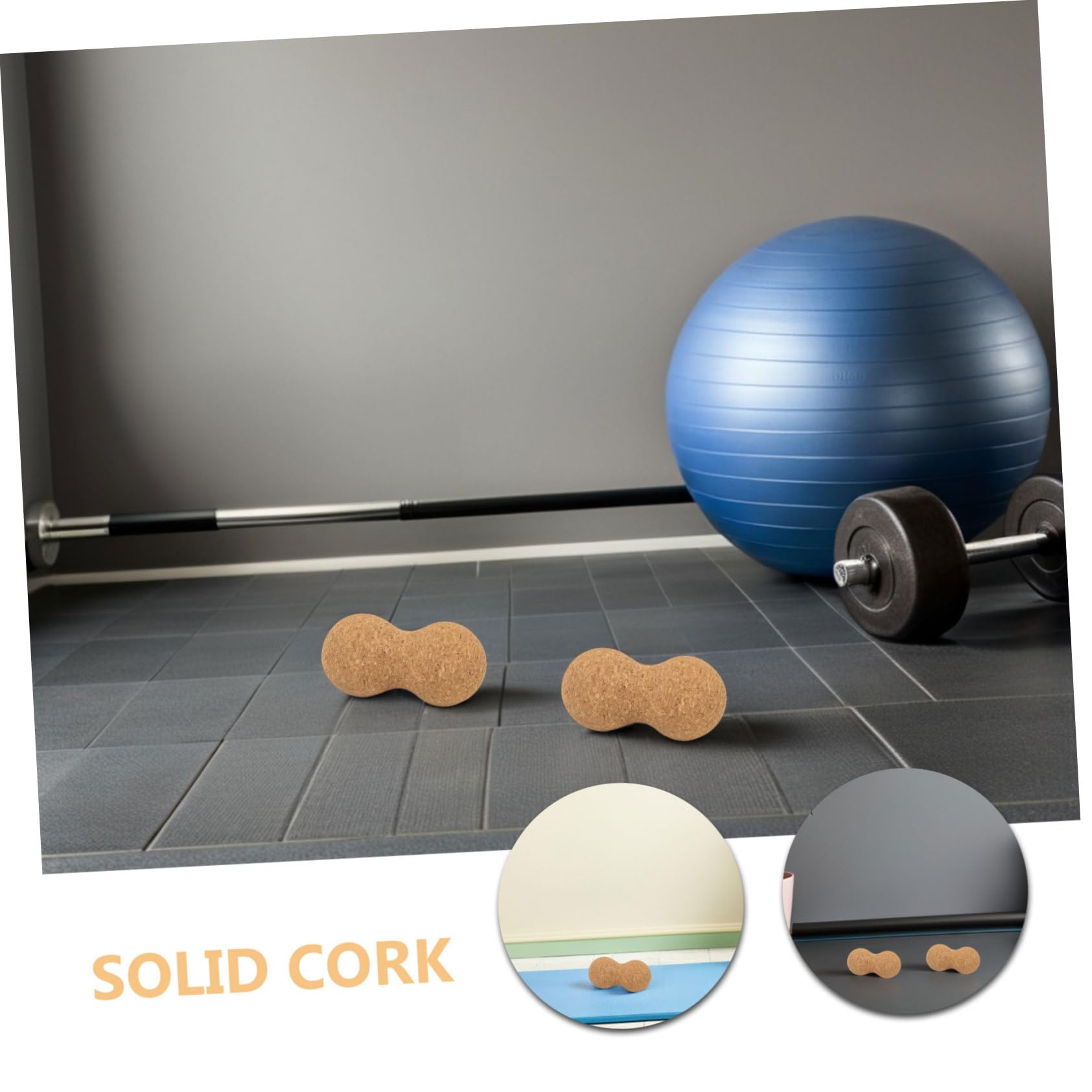 Pelota de Masaje de Maní de Corcho, 2 Piezas, para Pies y Piernas | Antideslizante, Ligera y Compacta, para Fitness y Ejercicios de Recuperación, Color Caqui