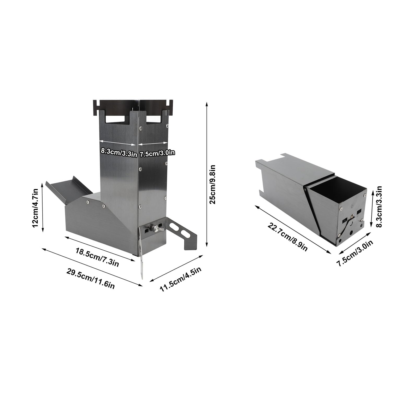 Poêle à Bois Portatif D'acier Inoxydable, Poêle Pliant Compact Efficace pour le Camping Randonnée Barbecue, Pieds de Support