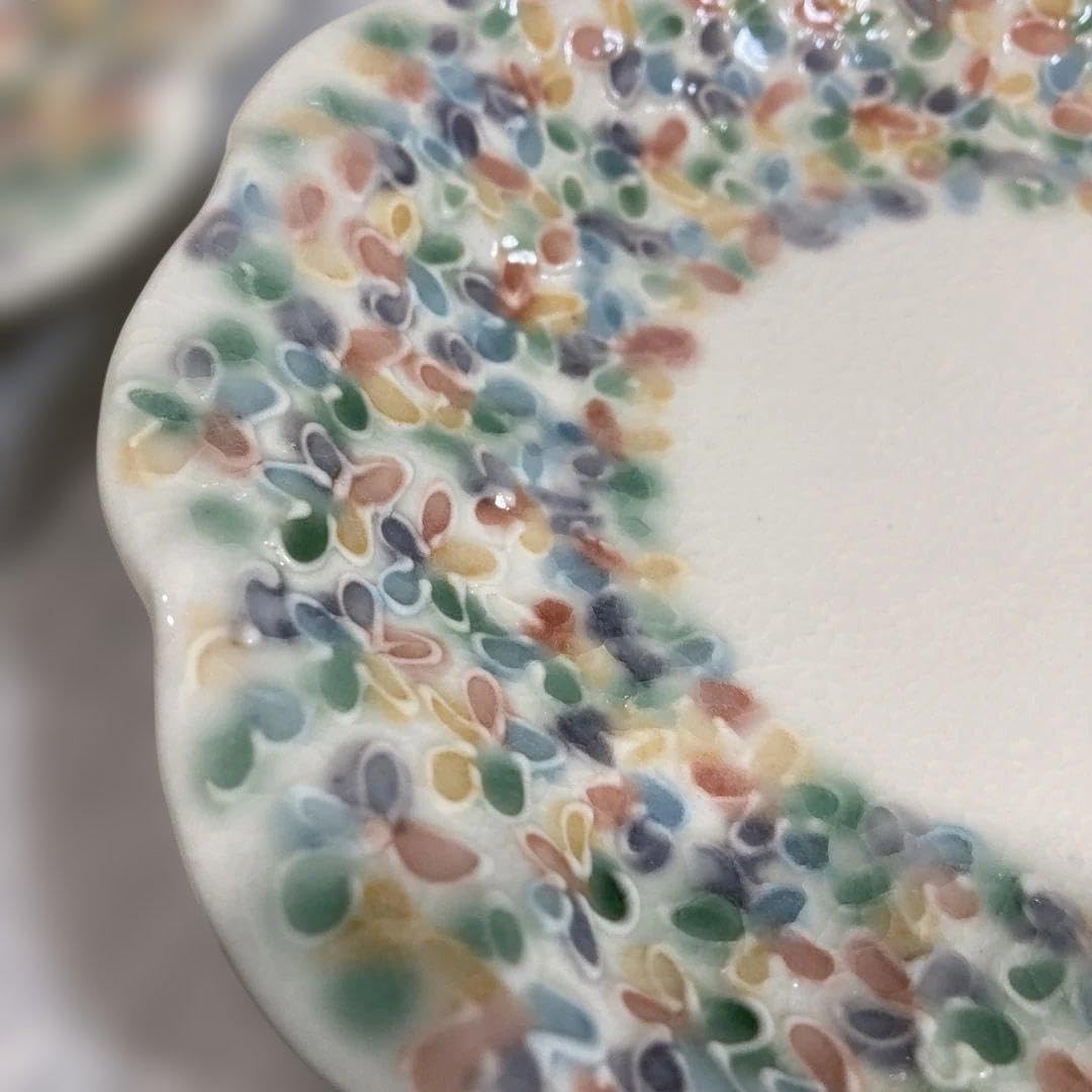 美濃焼 ひろ窯 藤井敬之作 花柄六寸皿 5枚セット