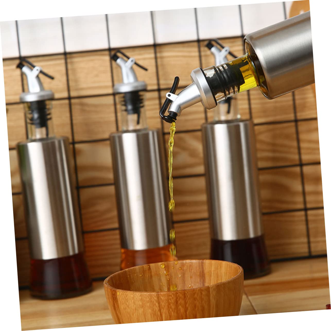 SOLUSTRE Botellas para Condimentos de Acero Inoxidable Dispensador de Aceite para Cocina Recipiente para Vinagre para Uso la Cocina