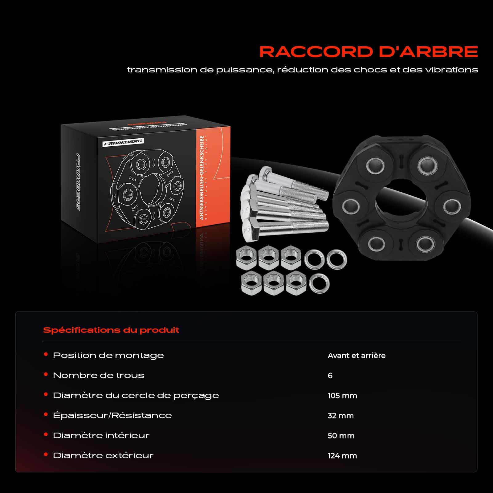 Frankberg Disque De Joint Hardy Compatible Série 3 G20 G80 318 320 2019-Aujourd'hui Série 5 E60 520 523 525 530 2003-2010